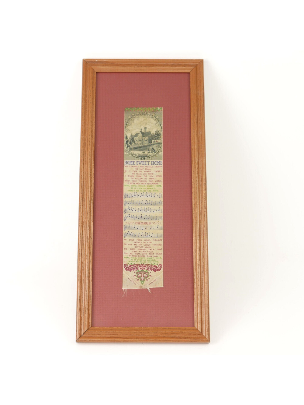 Antique T. Stevens Coventry Stevengraph Woven Silk Bookmark Home Sweet Home Song